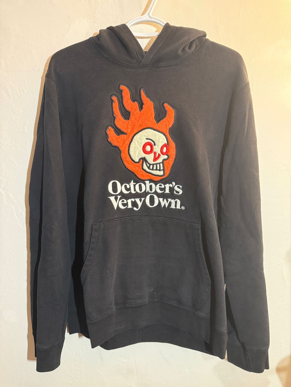October’s Very Own OVO Flaming Skull Hoodie Black Made in Canada Medium